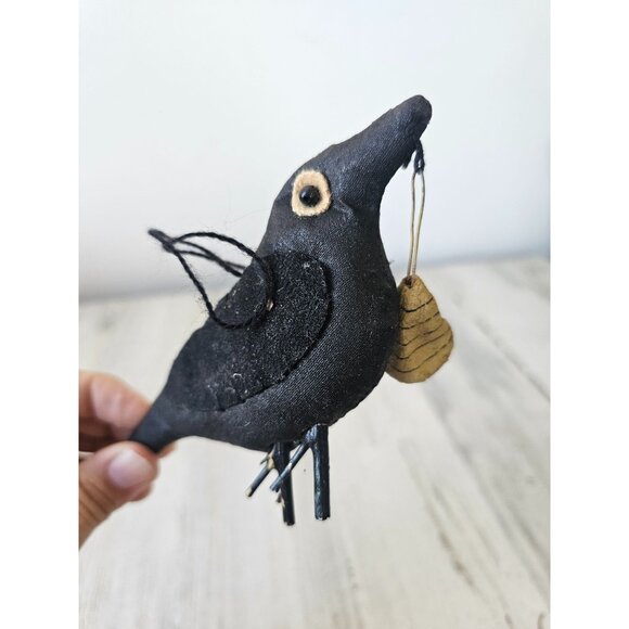 Folk art bird crow Halloween ornament Hive B unique tree - Picture 3 of 8